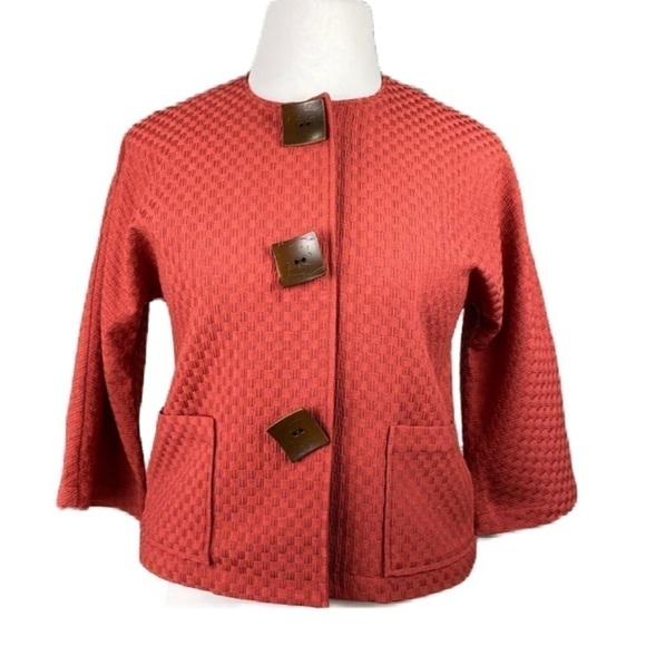 Chico’s Textured Wood Chunky Button Jacket Sz 2 Medium Cardigan Knit - Picture 1 of 5
